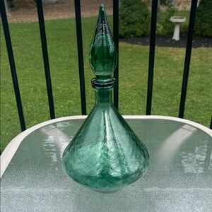 Vintage Green Glass Decanter